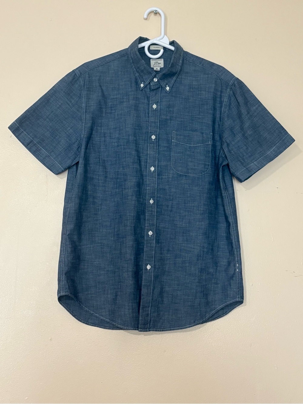 J. Crew Short-Sleeve Button-Down Shirt in Indigo Chambray